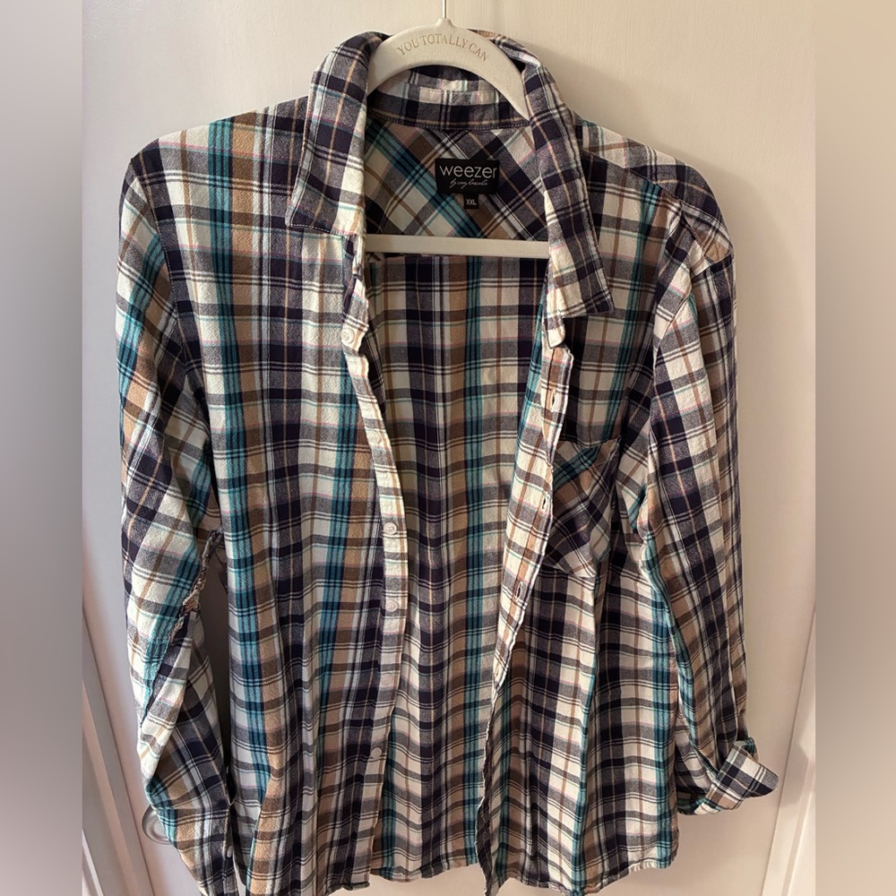 Men's Weezer x Cary Lascala Plaid Button Down Shirt